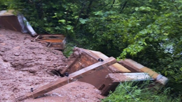 Araklı'da Heyelan Nedeniyle Arı Kovanları Toprak Altında Kaldı