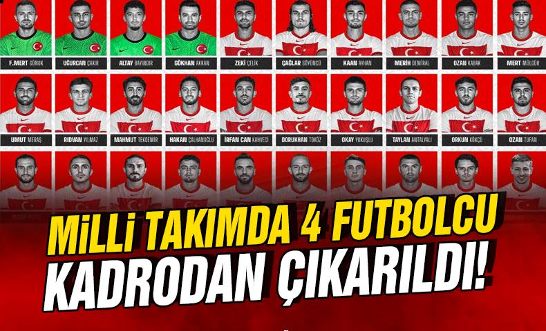 Milli takımda 4 futbolcu kadrodan çıkarıldı!