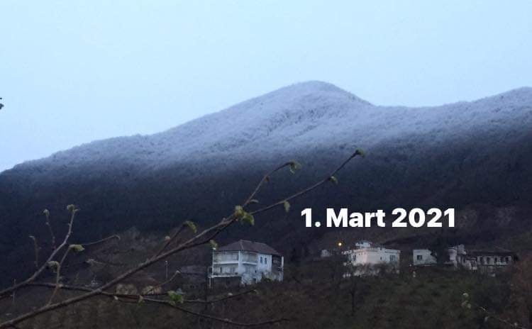 Araklı'da Bahar Günü Kar Görüntüsü