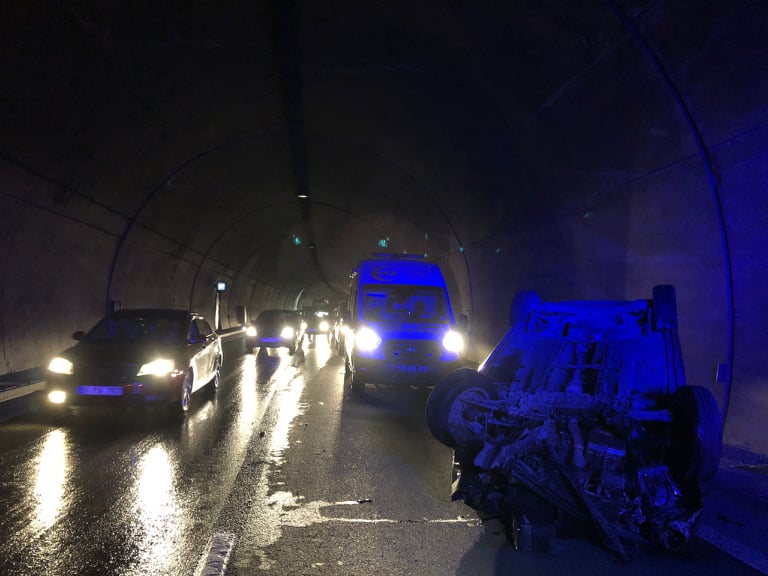 Araklı Tünel'de Korkutan Kaza