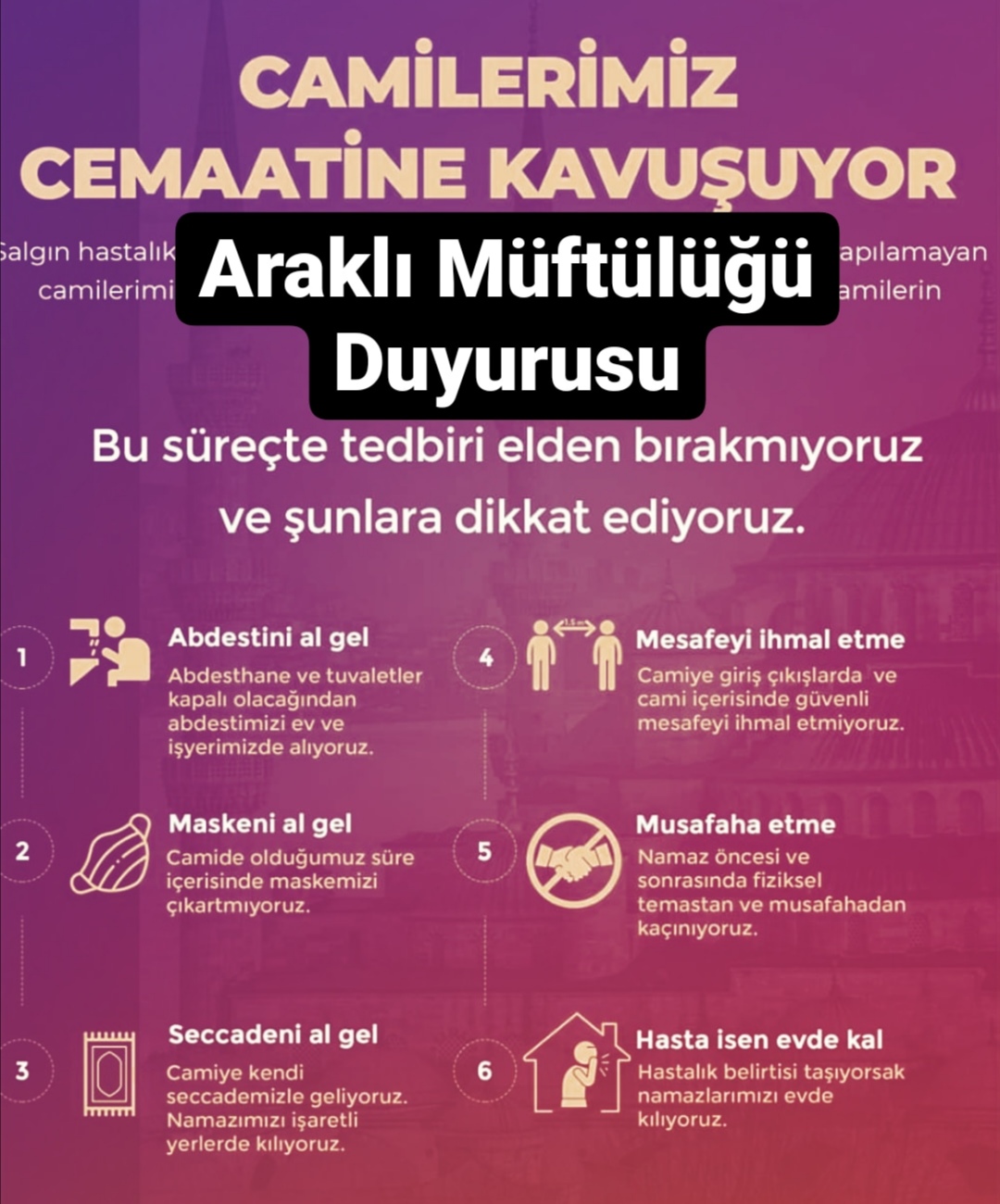 Araklı'da Camiler Açılıyor, Müftülükten Uyarı Geldi