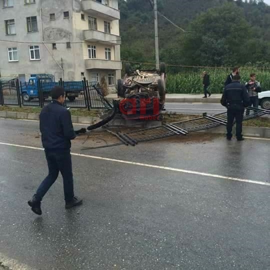 Araklı Karadere Yolunda Korkutan Kaza(VİDEO HABER)