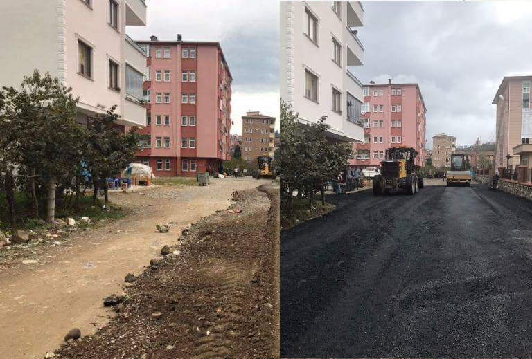 Araklı\'da Asfaltlama Çalışmaları Sürüyor