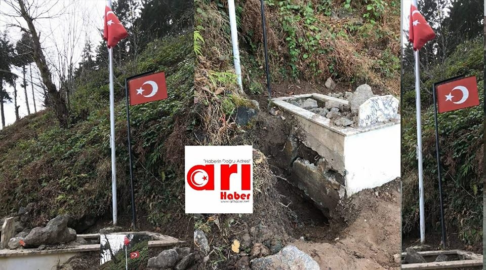 Araklı\'da Şehit Mezarına Büyük Saygısızlık