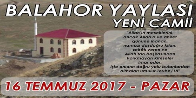 Balahor Yaylası Yeni Camii Açılıyor