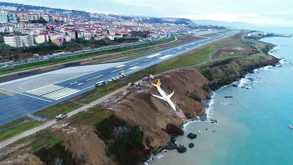 Trabzonda Uçak pistten çıktı (VİDEO HABER)